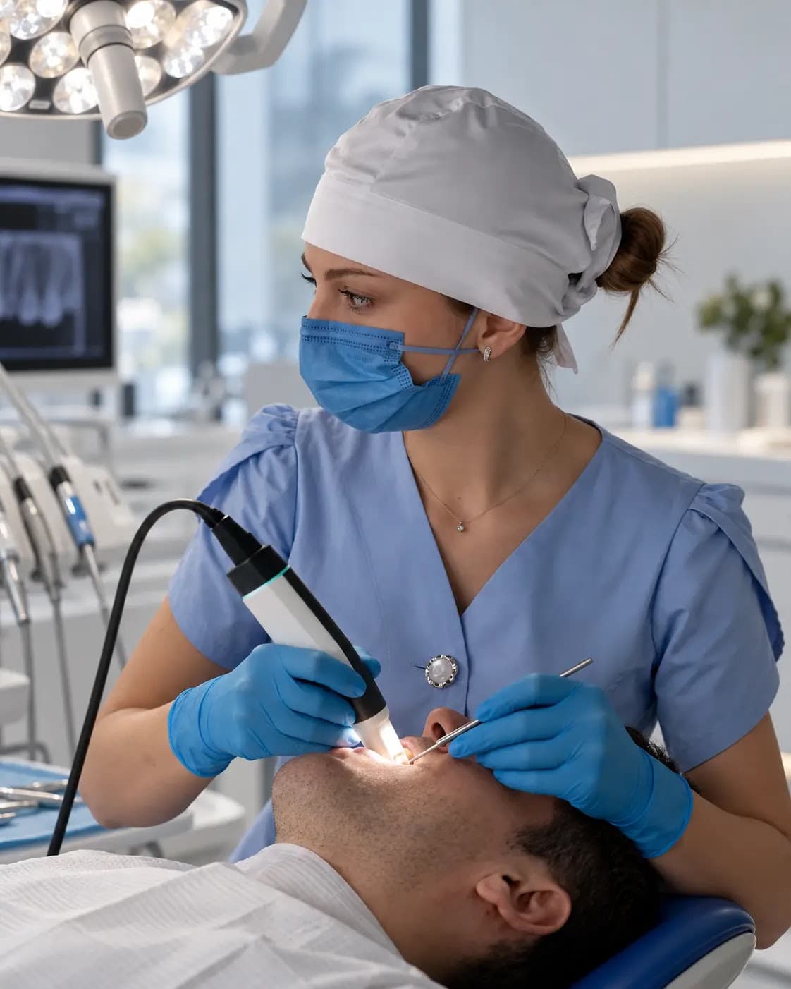 Dr. Alexandra Florea în timpul unui tratament la The Smile Lounge Constanța