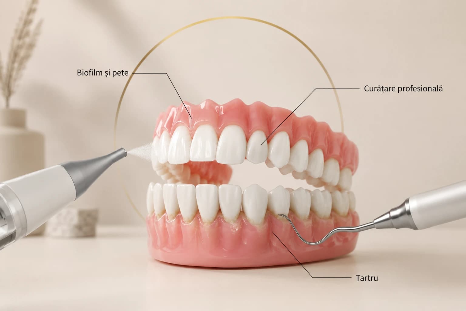 Air Flow și detartraj: biofilm, tartru și curățare profesională